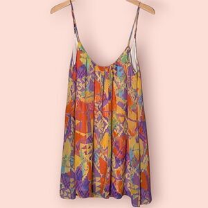 Show Me Your Mumu Spaghetti Strap Low Back Floral Tunic Mini Dress Size M